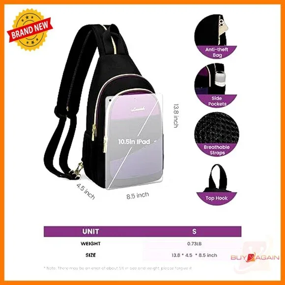 Water-Resistant Sling Backpack Crossbody Bag Convertible Daypack Travel - Picture 6 of 6